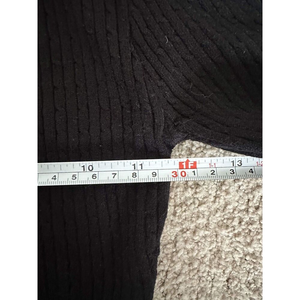 Love Tree Black Mock Neck Cable Knit Sweater Top Button Cuff Detail Size S - Picture 7 of 8